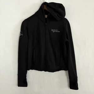 Harley Davidson Hoodie Jacket Womens M Lightweight Full Zip Embroidered Biker